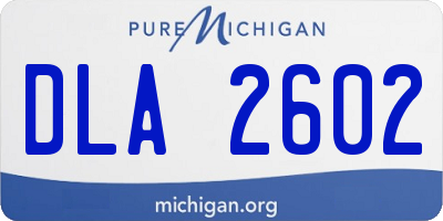 MI license plate DLA2602