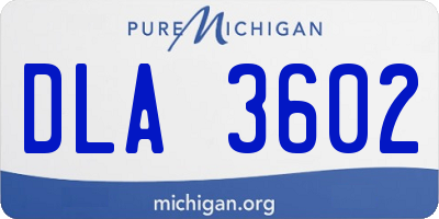 MI license plate DLA3602