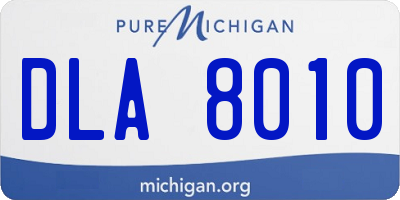 MI license plate DLA8010