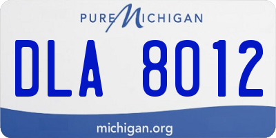 MI license plate DLA8012