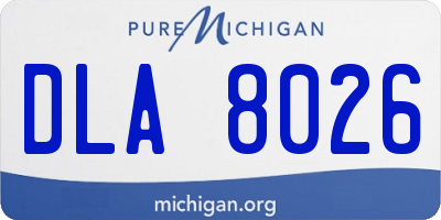 MI license plate DLA8026