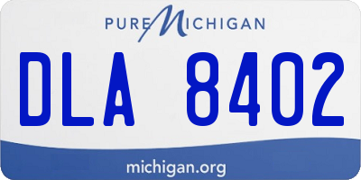 MI license plate DLA8402
