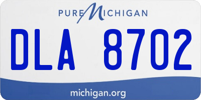 MI license plate DLA8702