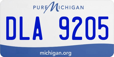 MI license plate DLA9205