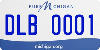 MI license plate DLB0001