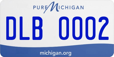 MI license plate DLB0002