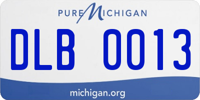 MI license plate DLB0013
