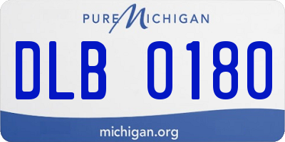 MI license plate DLB0180