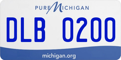 MI license plate DLB0200
