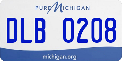 MI license plate DLB0208