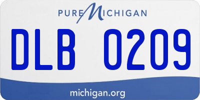 MI license plate DLB0209