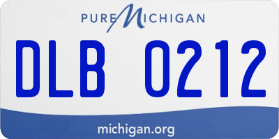 MI license plate DLB0212