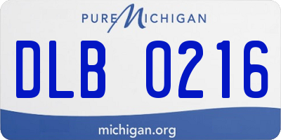 MI license plate DLB0216