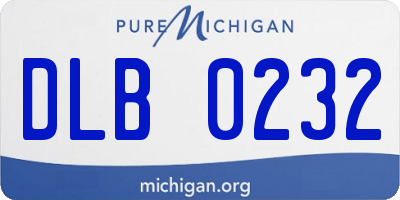 MI license plate DLB0232