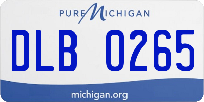 MI license plate DLB0265