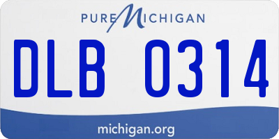 MI license plate DLB0314