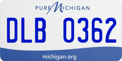 MI license plate DLB0362