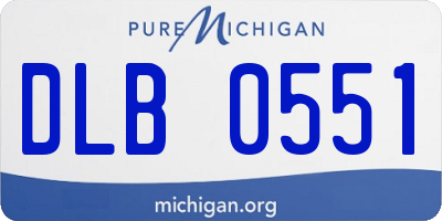 MI license plate DLB0551