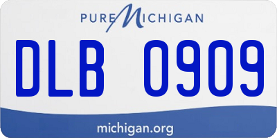 MI license plate DLB0909