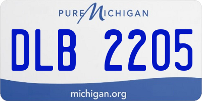 MI license plate DLB2205