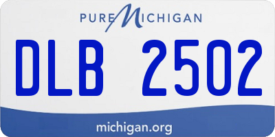 MI license plate DLB2502