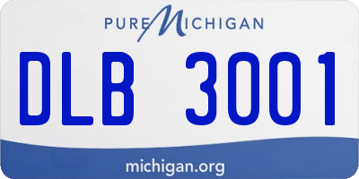 MI license plate DLB3001
