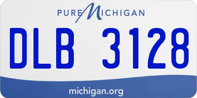 MI license plate DLB3128