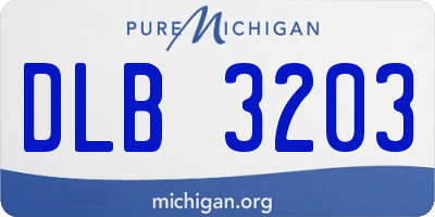 MI license plate DLB3203