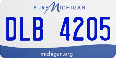 MI license plate DLB4205