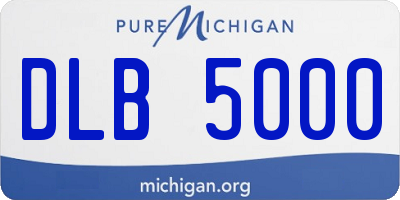 MI license plate DLB5000