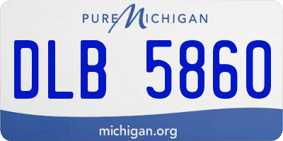 MI license plate DLB5860