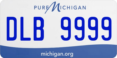 MI license plate DLB9999