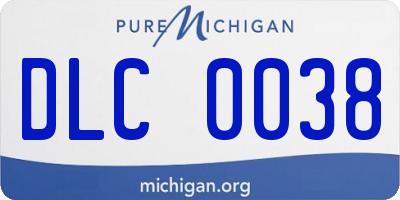 MI license plate DLC0038