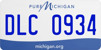 MI license plate DLC0934