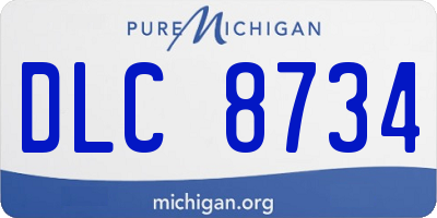 MI license plate DLC8734