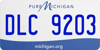 MI license plate DLC9203
