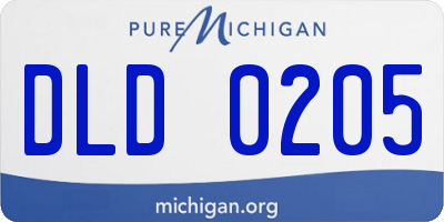 MI license plate DLD0205