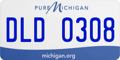 MI license plate DLD0308
