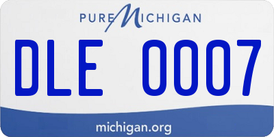 MI license plate DLE0007