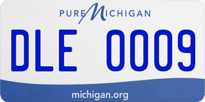 MI license plate DLE0009