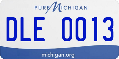 MI license plate DLE0013