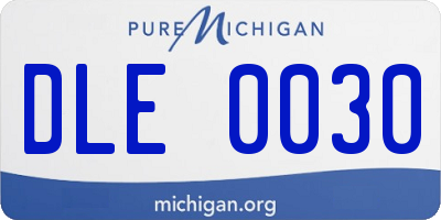 MI license plate DLE0030