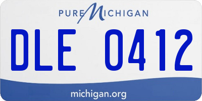 MI license plate DLE0412