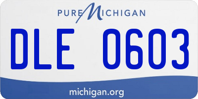 MI license plate DLE0603
