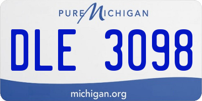 MI license plate DLE3098