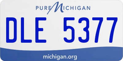 MI license plate DLE5377