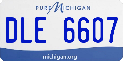MI license plate DLE6607