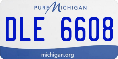 MI license plate DLE6608