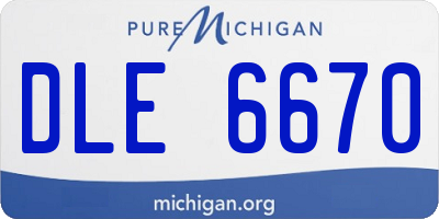 MI license plate DLE6670