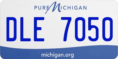 MI license plate DLE7050